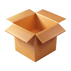 Open cardboard box isolated on black background