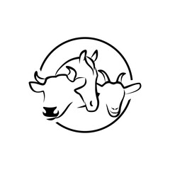 Farm Animals Logo in Black and White