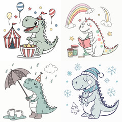High-Quality trex dinosaurs Illustrations in Various Styles – SVG Bundle © vectorstore