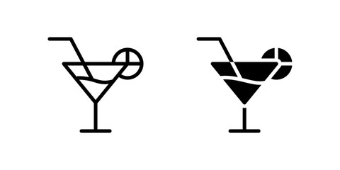 Cocktail Drink Icon Set suitable for party or vacation themes.