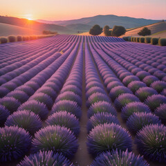 Fototapeta premium Purple Dreams - Lavender Fields at Golden Hour
