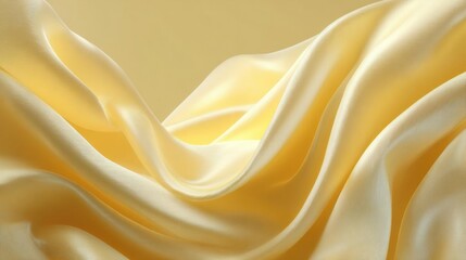 Obraz premium Close-up of a yellow fabric with a smooth and elegant texture. the fabric appears to be made of a silky or satin-like material, with a subtle sheen that catches the light.