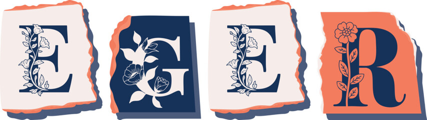 EGER Floral Typography of a Travel Destination � Elegant Torn Paper Letter Design