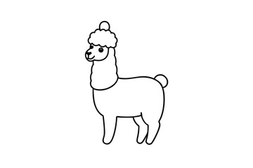 Cute Alpaca Wearing a Pom Pom Winter Hat on White Background
