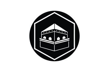 Cute Kaaba Illustration Hajj Badge Logo Icon Design