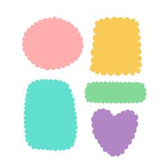 Pastel wavy frame and shape outlines collection – colorful decorative elements for kids’ crafts, party decorations, and fun creative projects.