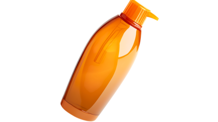 orange plastic bottle isolated on white 