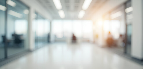 Blurred empty open space office. Abstract light bokeh at office interior background for design.	
