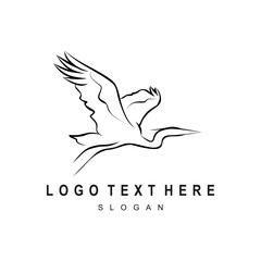 Elegant Heron in Flight Logo