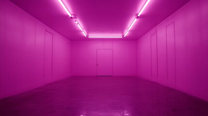 Empty magenta room, neon lights