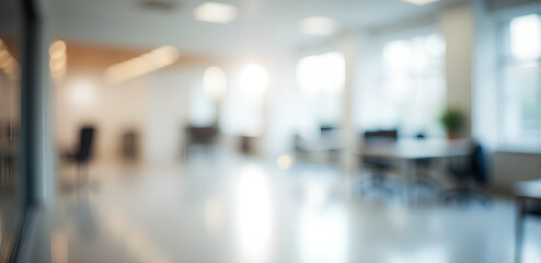 Blurred empty open space office. Abstract light bokeh at office interior background for design.	
