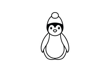 Adorable Penguin Chick Wearing a Snow Cap on White Background