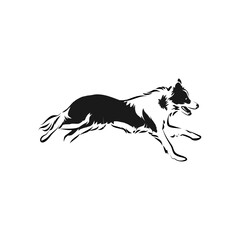 Running Border Collie Silhouette