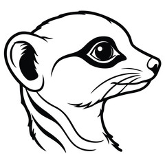 Meerkat's bold monochrome portrait showcases its distinct facial features and sharp details in a captivating closeup