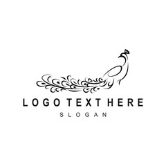 Elegant Peacock Logo with Flowing Feathers