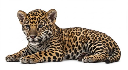 Obraz premium 愛らしいジャガーの子、柔らかな光の中で眠る. AI Generated