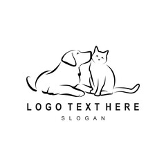 Dog and cat Simple line logo