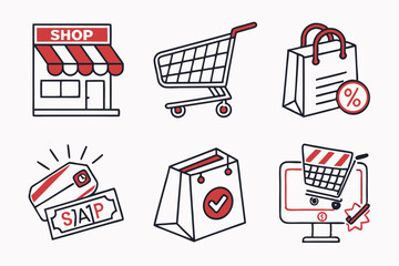 shopping icon set