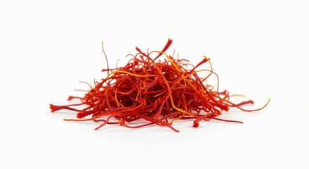 Naklejka premium Exquisite Dried Saffron Spice Threads Isolated Premium Quality