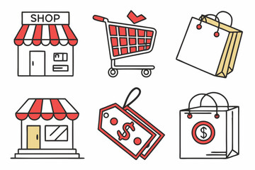shopping icon set