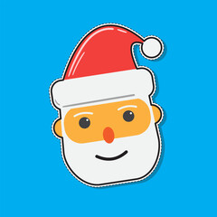 Santa Claus Head Sticker in Cartoon Style