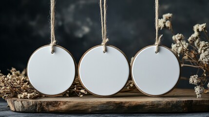 3 tags with copy space for information add. simple ornaments. generated ai.