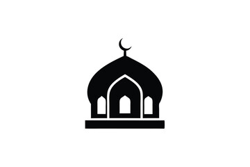 Golden Mosque Logo Icon Design with Dome and Minaret