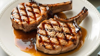 Teriyaki Griddled Pork Chops with Garlic and Ginger Marinade