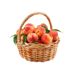 Basket of Peaches: A vibrant display of ripe peaches, nestled within a rustic woven basket, showcasing nature's bounty and the sweetness of the harvest.