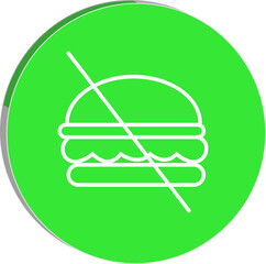"No junk food icon with a crossed burger symbol, promoting healthy eating habits and nutritional awareness, transparent background."