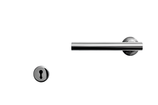 Sleek stainless steel door handle and lock