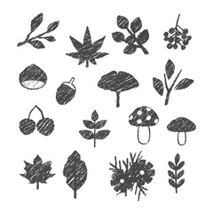 秋のアイコン　イラスト　手描き風