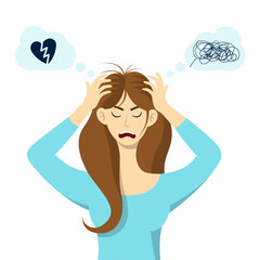 Woman Experiencing Stress and Emotional Distress Causing Heartbreak.