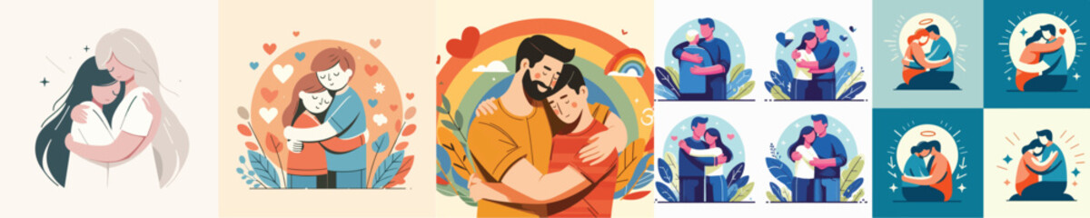 vector image of people hugging flat design simple and cool