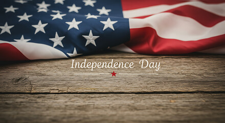 Elegant Independence Day Typography with Waving American Flag and Blue Sky Background - 4th of July Design - independence day (united states)