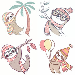 High-Quality sloths Illustrations in Various Styles – SVG Bundle © vectorstore