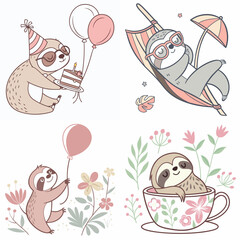 High-Quality sloths Illustrations in Various Styles – SVG Bundle © vectorstore