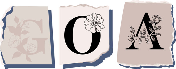 GOA Floral Typography of an Indian State � Elegant Torn Paper Letter Design