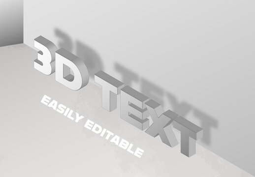 Easy Editable Standing 3D Text Effect Silver Color