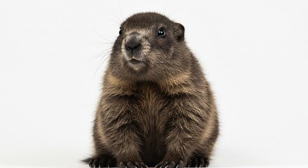 愛らしいマーモット 柔らかな光で輝く毛並み 穏やかな表情. AI Generated