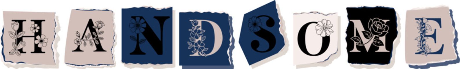 HANDSOME Floral Typography of a Concept Word � Elegant Torn Paper Letter Design