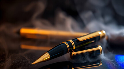 Black and Gold Luxury Pen Packed in A Marble Case