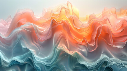 Abstract Flowing Fabric Waves in Warm and Cool Tones