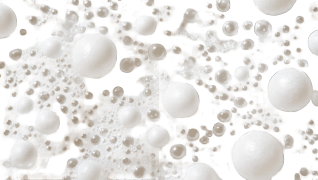 White bubbles on dark background