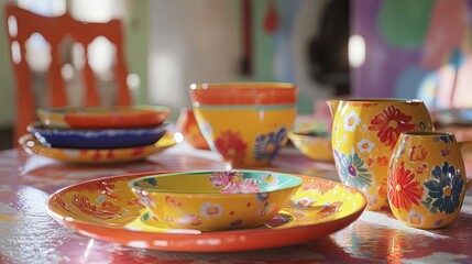 A family dinner table with laughter and vibrant dishes.