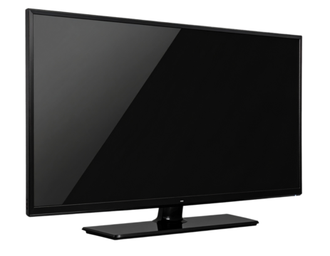 mockup of a large modern black TV, png file of isolated cutout object with shadow on transparent background  - Powered by Adobe