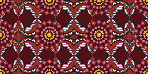 African motif ethnic traditional pattern. seamless beautiful red color. pattern for fashion. Geometric abstract motif. African wax prints. circle pattern African design. Beautiful fashion design.