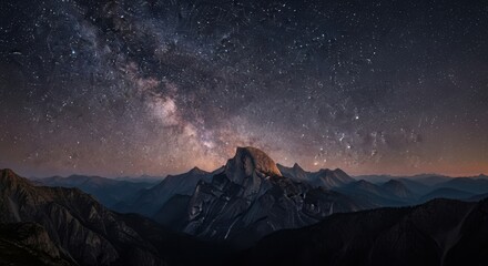 Stunning Night Sky Over Mountain Range Landscape