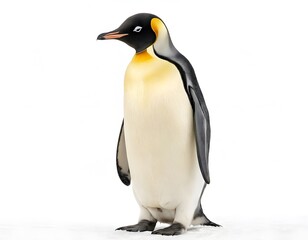 Fototapeta premium Emperor Penguin Full Body Portrait, Realistic Studio Shot on White. for wildlife education, nature magazines, posters