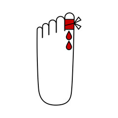 足の親指の怪我への注意を促すアイコン